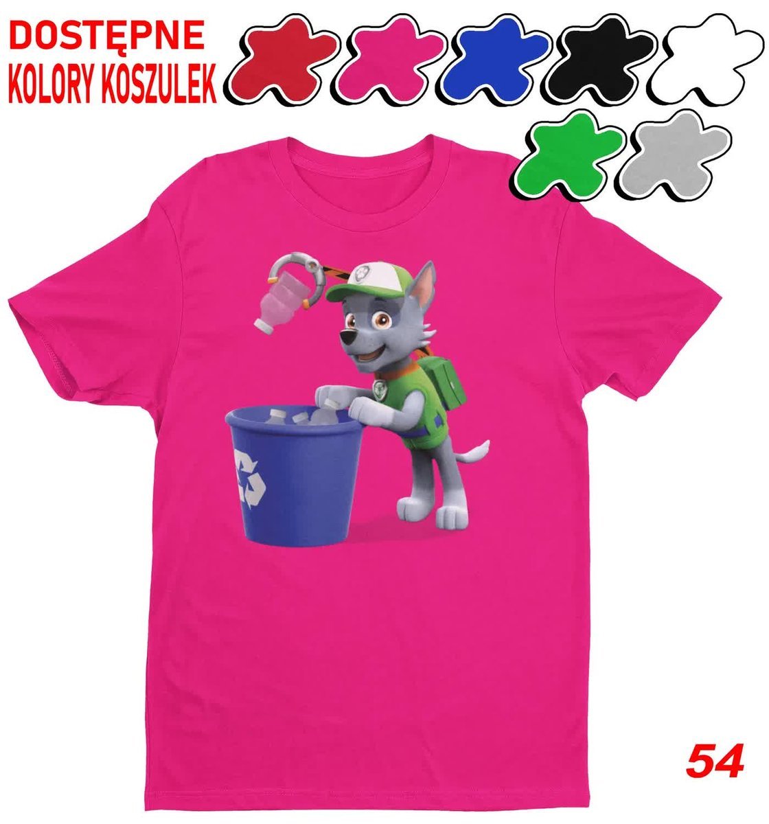 Dziecięca Koszulka Z Nadrukiem Duży Wybór Psi Patrol Chase Rocky -M 134-140