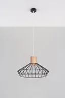Lampy sufitowe - Sollux Lighting Industrialna LAMPA wisząca SL.288 druciana OPRAWA zwis drut drewno czarny - miniaturka - grafika 1