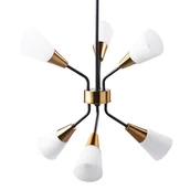 Lampy sufitowe - Beliani Lampa wisząca biała/złota 6 kloszy AROYO VI - miniaturka - grafika 1