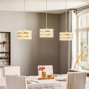 Lampa wisząca belka Helen biało-złota 3-punktowa - Lampy sufitowe - miniaturka - grafika 1