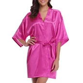 Szlafroki damskie - Szlafrok satynowy - Fuksja XXL - miniaturka - grafika 1