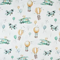 Pasmanteria - Tkanina bawełniana przytulanki w samolotach i balonach na białym tle - miniaturka - grafika 1