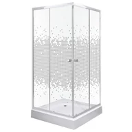 Kabiny prysznicowe - KERRA Kabina natryskowa 80×80×195 cm / 4 mm z brodzikiem, szyba transparentna z dekorem , chrom Pixel SQ WH - miniaturka - grafika 1