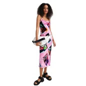 Sukienki - Sukienka damska Desigual Tropic różowa z nadrukiem na szelkach-M - miniaturka - grafika 1