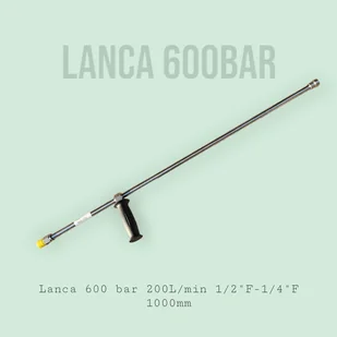 Lanca 600bar 200l/min 1/2M-1/4F 1000mm Inox - Akcesoria do myjek - miniaturka - grafika 1
