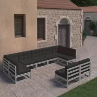 Meble ogrodowe - vidaXL 9-cz zestaw wypoczynkowy do ogrodu z poduszkami szary sosna 3077216 - miniaturka - grafika 1