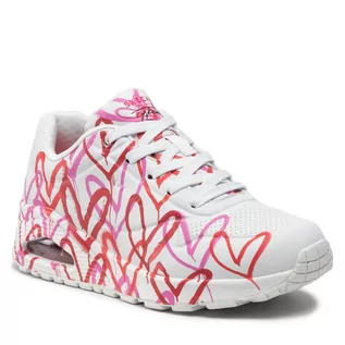 Sneakersy damskie - SKECHERS Sneakersy Spread The Love 155507/WRPK White/Red/Pink - grafika 1