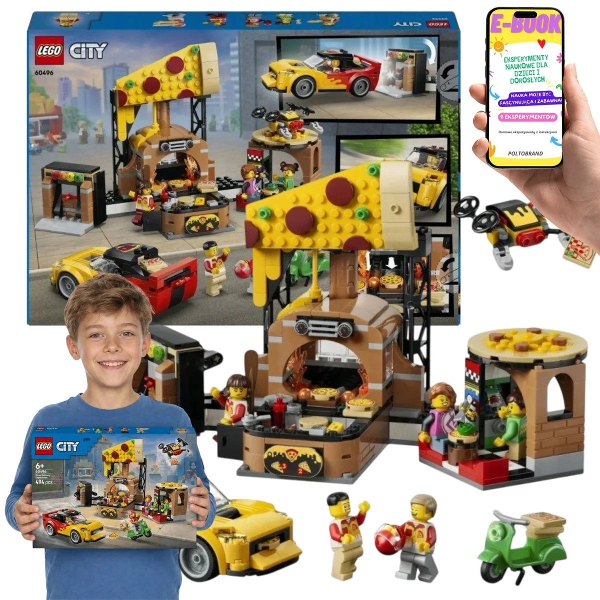 LEGO CITY Dostawa pizzy z pojazdami dla dziecka 6 7 8 lat 60496 LEGO PREZENT DLA SYNA CÓRKI WNUKA WNUCZKI