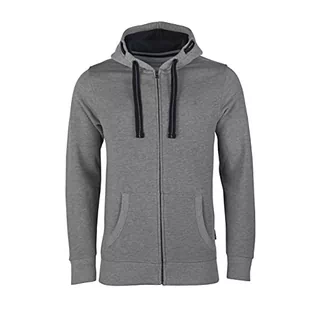 HRM Męska bluza z kapturem, wysokiej jakości męska bluza z kapturem z kontrastową podszewką wewnętrzną i zamkiem błyskawicznym, szary melanż, 5XL - Bluzy męskie - miniaturka - grafika 1