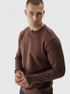 Męska bluza dresowa nierozpinana bez kaptura 4F 4FWAW24TSWSM1258 - brązowa - Bluzy sportowe męskie - miniaturka - grafika 1