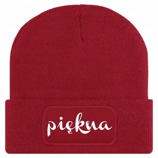 Czapka Jesienna Bawełniana ZIMOWA Czerwona Beanie PIĘKNA Na Prezent Wzory - Czapki damskie - miniaturka - grafika 1