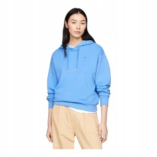 TOMMY HILFIGER BLUZA DAMSKA Z KAPTUREM REG FLAG CHEST HOODIE NIEBIESKA r.L - Bluzy damskie - miniaturka - grafika 1