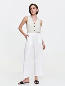 Spodnie damskie - Wiskozowo-lniane spodnie w białym kolorze - miniaturka - grafika 1