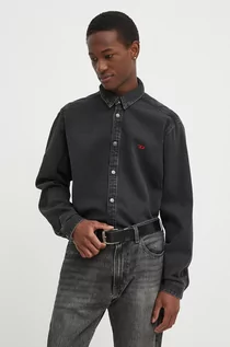 Koszule męskie - Diesel koszula jeansowa D-SIMPLY CAMICIA męska kolor czarny regular z kołnierzykiem klasycznym A03534.068KE - grafika 1