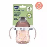 Kubki dla dzieci - Chicco Kubek z twardym ustnikiem 200ml brzoskwiniowy 6m+ - miniaturka - grafika 1