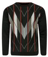 Swetry męskie - Sweter Popielato-Zielony, Wzór Geometryczny, Okrągły Dekolt (U-neck), Męski - MAX SHELDON - Max Sheldon - miniaturka - grafika 1