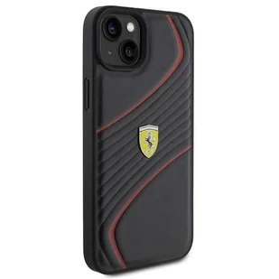 Etui Ferrari Twist Metal Logo na iPhone 15 Plus - czarne - Etui i futerały do telefonów - miniaturka - grafika 1