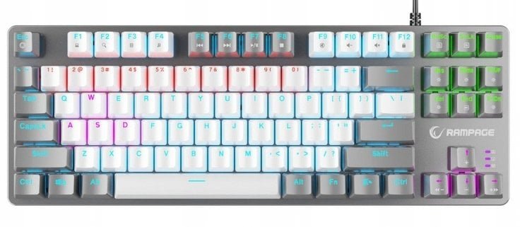Klawiatura Rampage Klawiatura gamingowa mechaniczna Snug RGB KRGD Red biało-szara SNUGK14RS-WG