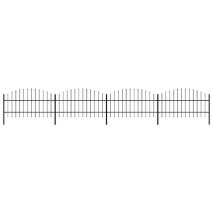 vidaxl Panele ogrodzeniowe z grotami, stal, (0,75-1) x 6,8 m, czarne - Ogrodzenia - miniaturka - grafika 1