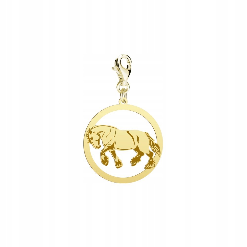 Charms Złoty Koń Belgijski 925 Prezent Biżuteria Kobieta DEDYKACJA GRATIS