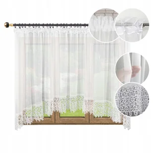 Firana Uszyta W Łuk 110x200 Z Gipiurą 20cm Koronka - Firany - miniaturka - grafika 1