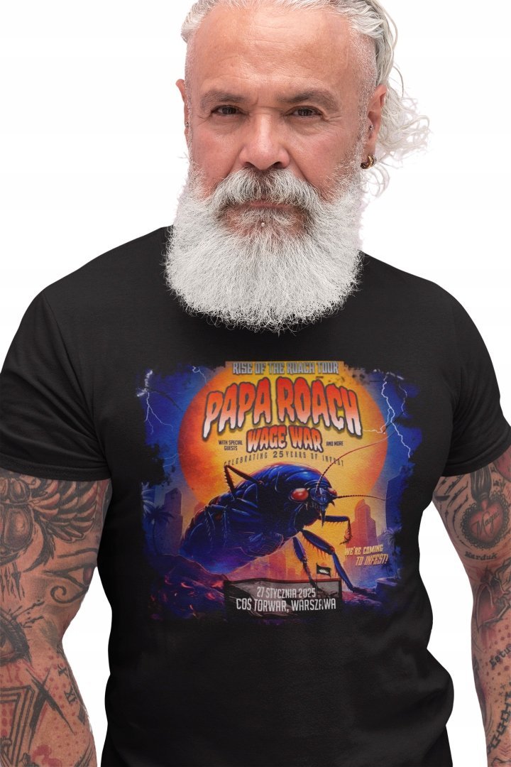 PAPA ROACH Koszulka T-SHIRT czarny męski rock metal koncert TOUR 2025 XXL