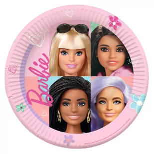 TALERZYKI PAPIEROWE BARBIE LALKA 23CM 8 SZT. - Dekoracje i nakrycia stołu na imprezę - miniaturka - grafika 1