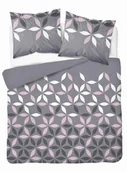 Pościel - Pościel z mikrofibry 220x200 szara biała różowa liście 5159 A 30 Light - miniaturka - grafika 1