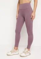Legginsy - Fioletowe Legginsy Sportowe z Wysokim Stanem Pierra - miniaturka - grafika 1