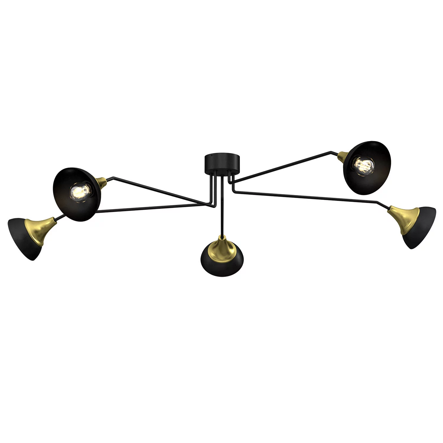 Luminex Nergis 3690 plafon lampa sufitowa 5x60W E27 czarny/złoty