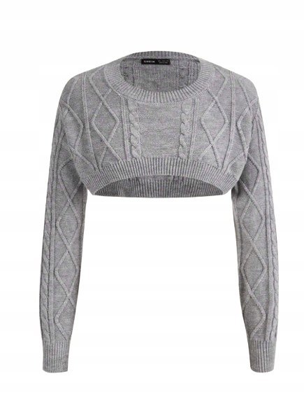 SHEIN PLUS SWETER Z DŁUGIM RĘKAWEM SZARY 46 ŁTM