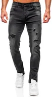 Spodnie męskie - Czarne spodnie jeansowe męskie slim fit Denley MP0018N - miniaturka - grafika 1