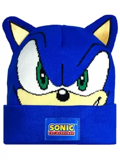 Czapki damskie - Ciepła czapka zimowa z uszami dziecięca Sonic - grafika 1