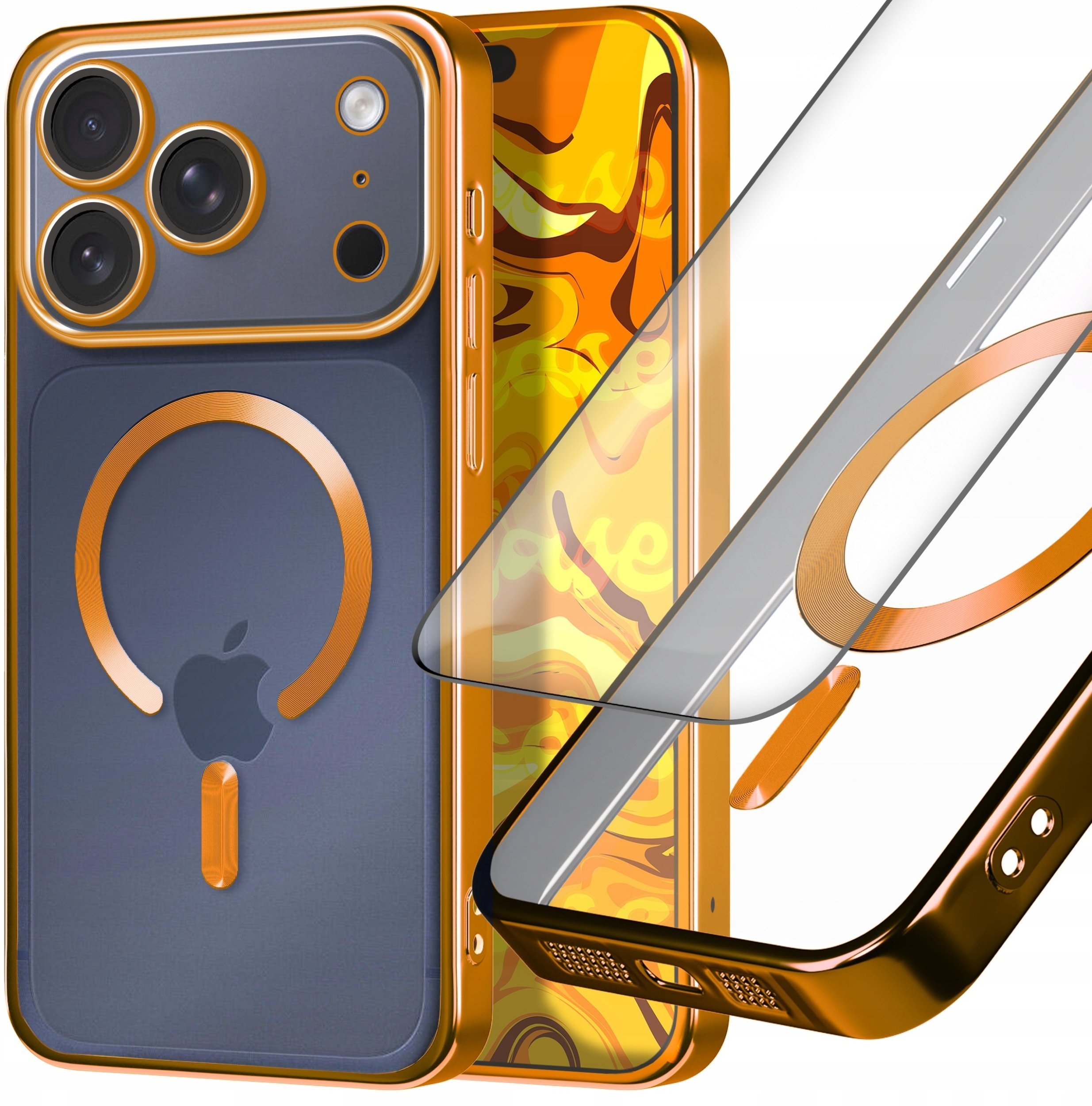 Hello Case Etui Do iPhone 17 Pro Do Magsafe, Pomarańczowe, Matowe, Metal Szkło