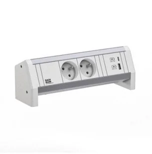 BACHMANN DESK 2xUTE 1xUSB A/C 22W GST18 RAL9010 - Gniazdka elektryczne - miniaturka - grafika 1