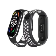 Akcesoria do smartwatchy - Pasek opaska zamienna do xiaomi mi band 5/6/7 oddychająca czarno - biały - miniaturka - grafika 1
