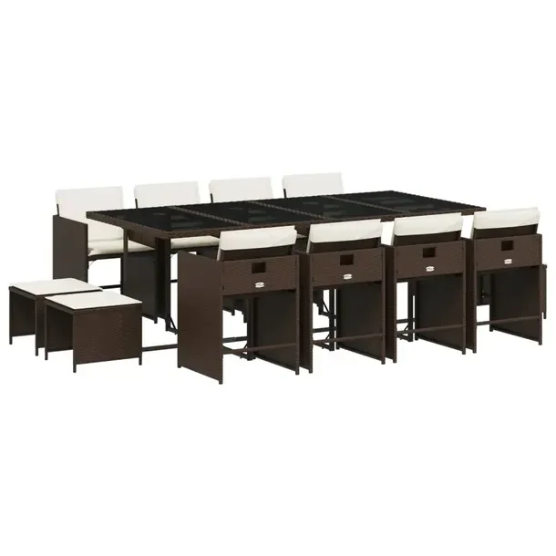 Zestaw mebli ogrodowych rattan PE brązowy 220 x 106 x 73 cm