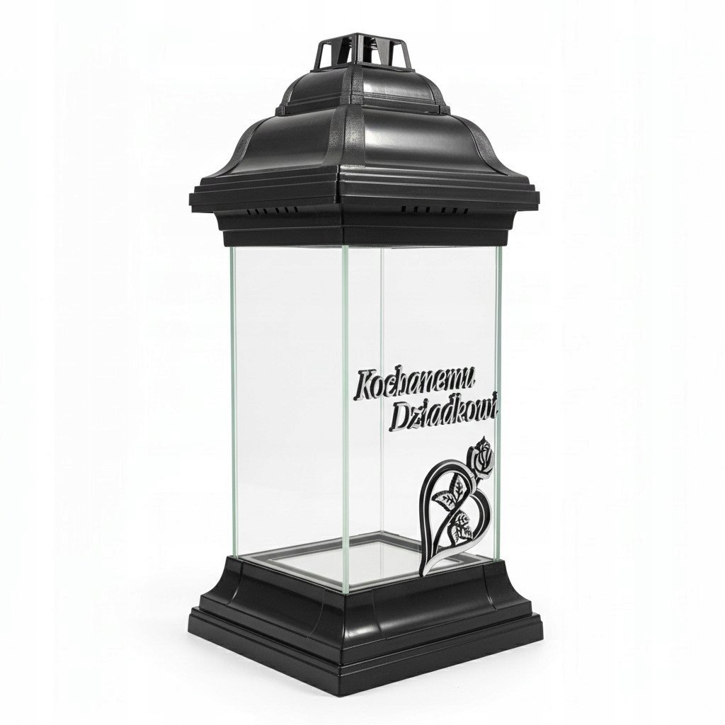 Znicz kapliczka szklany prosty lampion dla Dziadka Dzień Dziadka całoroczny