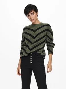 ONLY Sweter w kolorze oliwkowo-czarnym - Swetry damskie - miniaturka - grafika 1