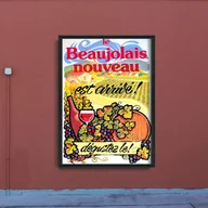 Plakaty - Plakat w stylu retro Plakat z winem Nowy Beaujolais Nouveau - miniaturka - grafika 1