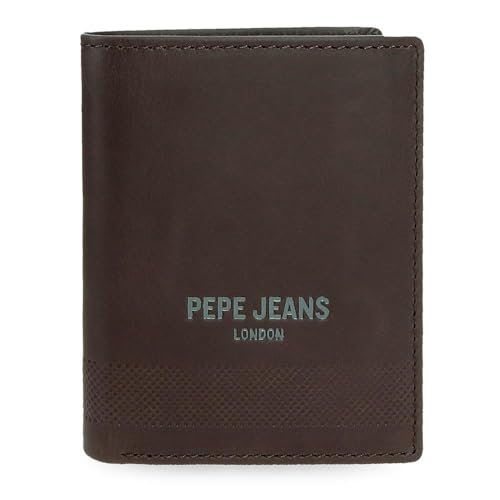 Pepe Jeans Głęboki pionowy portfel z portmonetką brązowy 8,5x10,5x1 cm Skóra by Joumma Bags, Brązowy brązowy, Talla única, Pionowy portfel z portfelem