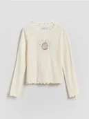 Bluzki dla dziewczynek - Reserved - Bawełniana koszulka Pusheen - złamana biel - miniaturka - grafika 1