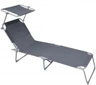 Leżaki ogrodowe - Leżak z regulowanym oparciem i daszkiem szary B6-B61 - miniaturka - grafika 1