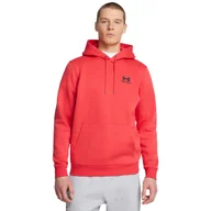 Bluzy sportowe męskie - Męska bluza dresowa nierozpinana z kapturem Under Armour UA Icon Fleece Hoodie - czerwona - UNDER ARMOUR - miniaturka - grafika 1