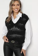 Koszule damskie - Biała Koszula o Klasycznym Fasonie z Dzianinową Kamizelką Irinellea - miniaturka - grafika 1