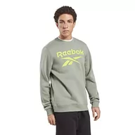 Bluzy męskie - Reebok Męska bluza z dużym ułożonym logo, zieleń Harmony, L, Harmony Green, L - miniaturka - grafika 1