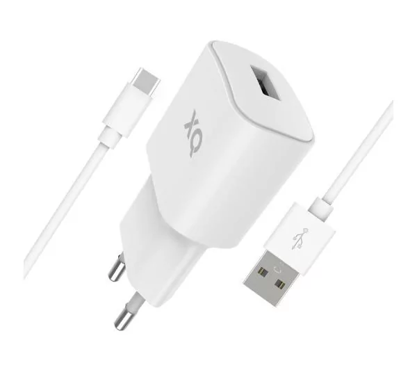 Xqisit USB A 2,4 A + kabel USB-C 1m (biały)