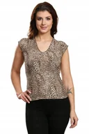Bluzki damskie - VIOLANA szara bluzka panterka KRÓTKI rękaw r. S - miniaturka - grafika 1