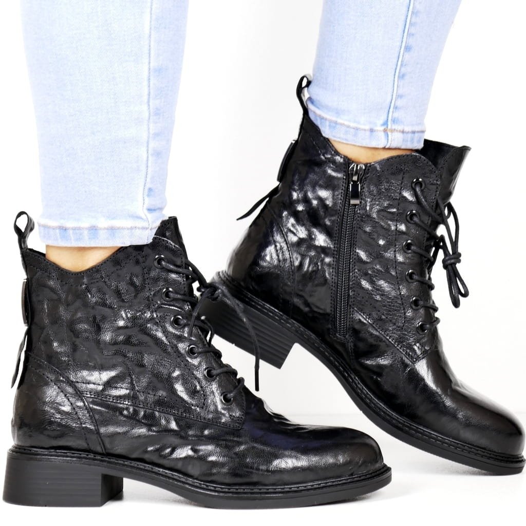 DAMSKIE TRZEWIKI BOTKI SKÓRZANE VINCEZA 86412 CZARNE