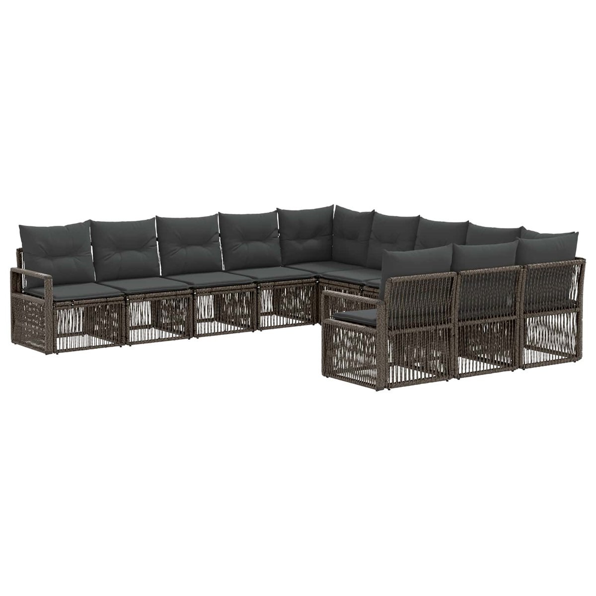 vidaXL Zestaw Sof na Ogród 11 pcs Szary polirattan